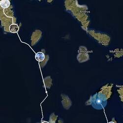 Our sea route so far. Cyclades means "circle" and we're making one by following their outline.
