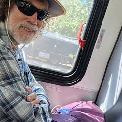 Being independent - we caught a bus downtown 😊