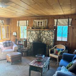 Inside of Beth's off grid cabin. Delightful!