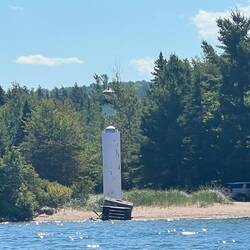 Grand Island West Channel Range lights aligned to show on course.