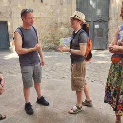 Jack got to be a silent actor during the tour. He's holding a shield.