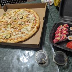 Sushi pizza, you can even put sushi on your pizza if you like