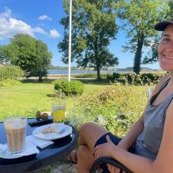 Enjoying cake, tea and coffee