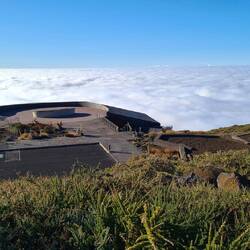 The Visitor's Centre with a backdrop of cloud
