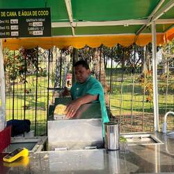 Auf dem Weg zum botanischen Garten gönnen wir uns frisch gepressten Zuckerrohrsaft