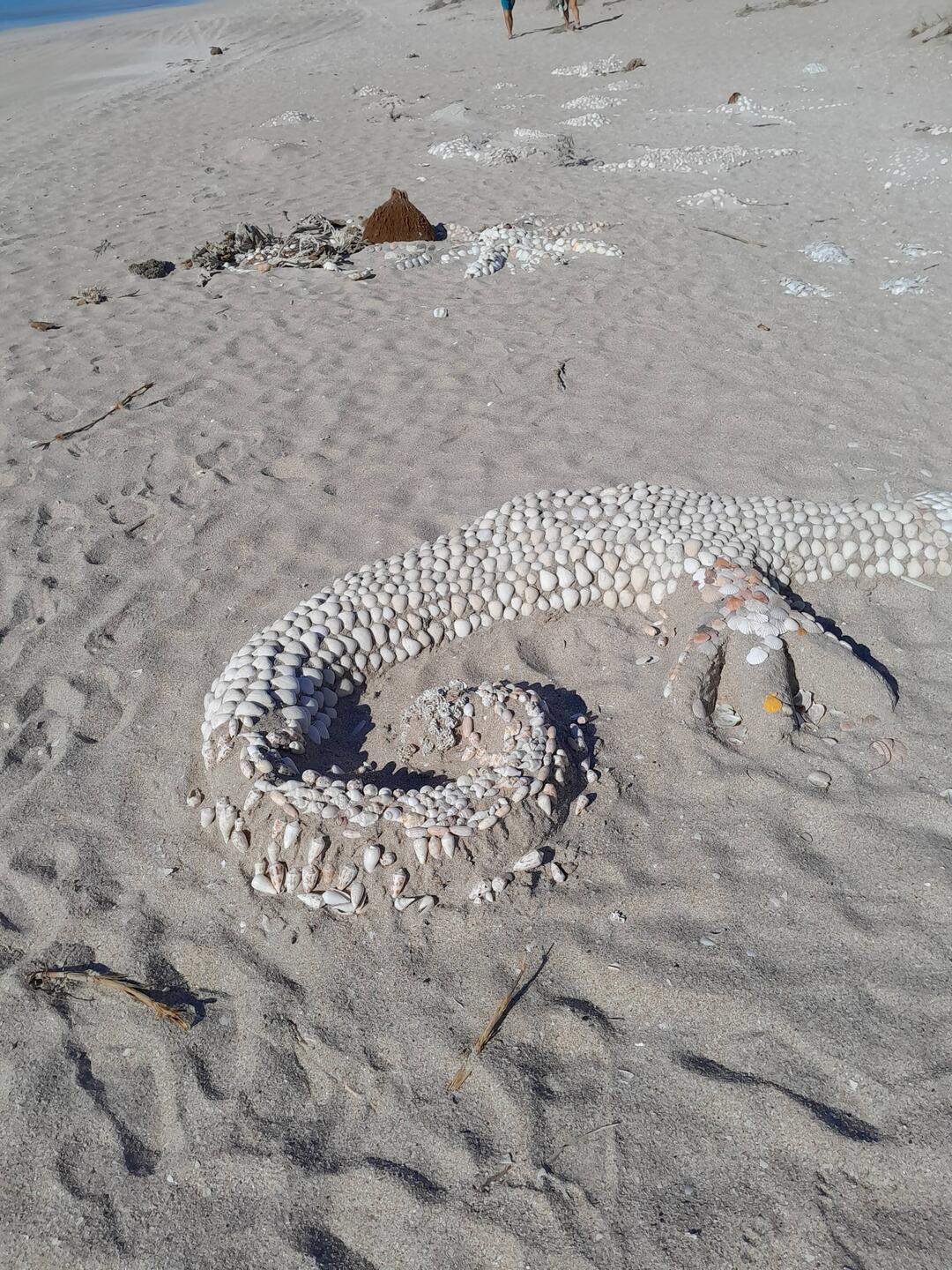 Sand and seashell sculptures