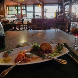 Smoked salmon: yummy and loads of it too, or at least there was!