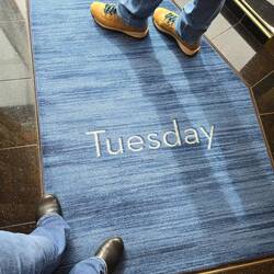 The cruise ship changed the rugs in the elevators every day so we'd know what day it was