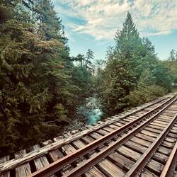 Der Trail startete bei einer alten Bahnstrecke.
