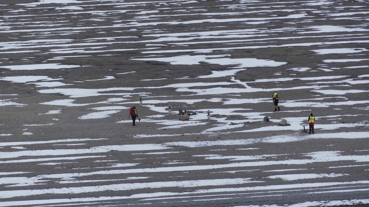 This is the expedition team checking everything out and protecting the site ready for us passengers