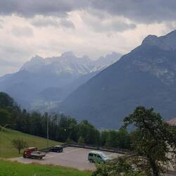 Ein Blick auf die Berge in Richtung Cortina d'Ampezzo.