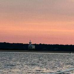 Long Beach lighthouse at sunset