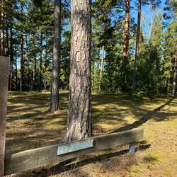 Das alte Schild "Ausfahrt" auf den Campingplatz