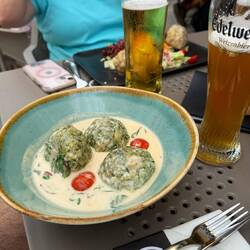 Spinach dumplings and Gorgonzola sauce