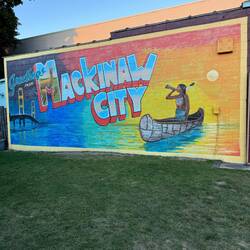Mural on the side of a Native American store