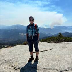 Top of little Baldy. You can see the Coffe Pot wildfire in the background