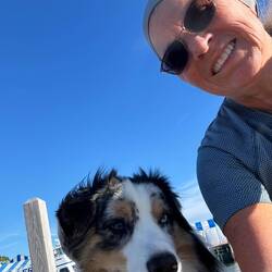 Selfie after our run. We ran a 5k this morning.