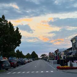 Sunset over the main strip