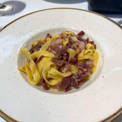 Tagliatelle with prosciutto and lemon