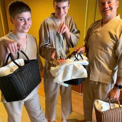 Dressed for the manly Onsen experience