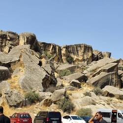Qobustan...the Caspian Sea recided and left behind these rocks.