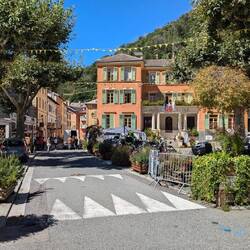 The town hall and a bar.