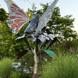Butterfly statue at library