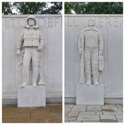 The Wall of the Missing; representative statues of servicemen
