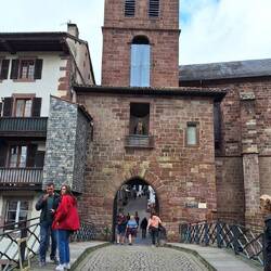 Church bell tower forming one of the gates into the old town.