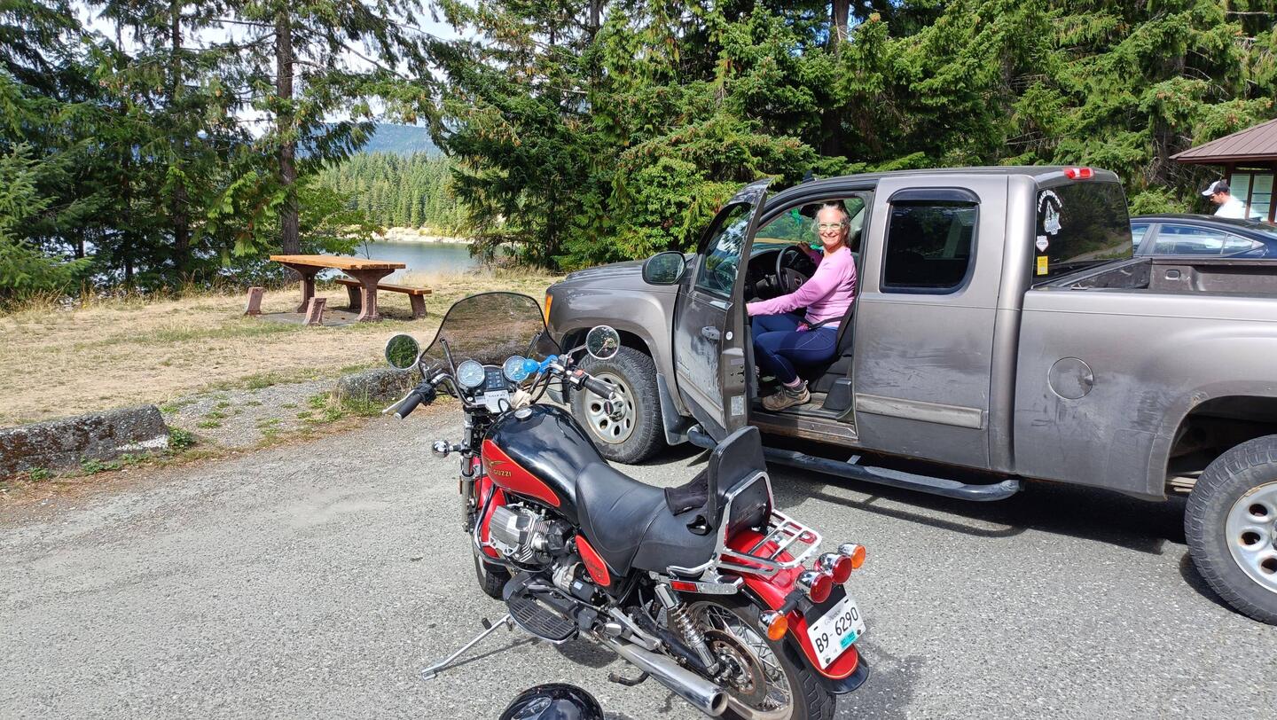 'my' truck and 'Mark's' Moto Guzzi