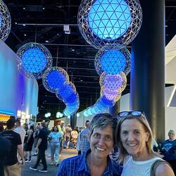 Nan and Kathleen inside the sphere