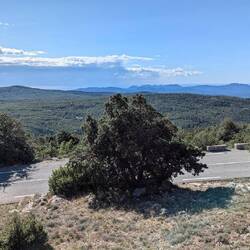 Mountains and sea in the background