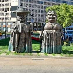 Silly pilgrim statues