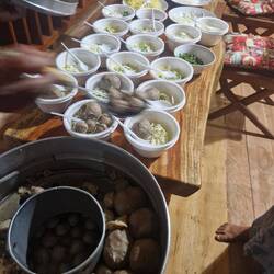 Makes them for ya, cabbage, 2 diff noodles, tasty broth, beef meat balls, plus a scotched egg.