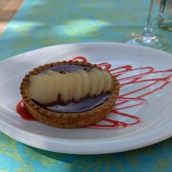 Dessert was a chocolate apple tart.