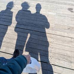 The three stooges on the pier.