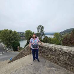 After climbing the steps