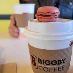 Coffee break in Saginaw. We saw these signs off the highway all thru Michigan, had to check it out