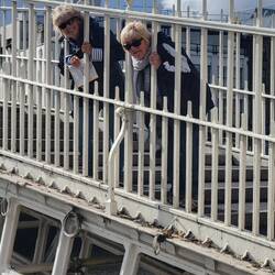 The Half Penny Bridge. Couldn't see over so we looked through it.