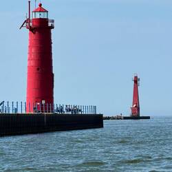 Muskegon South Pier (1903) and Breakwater (1851) lighthouses