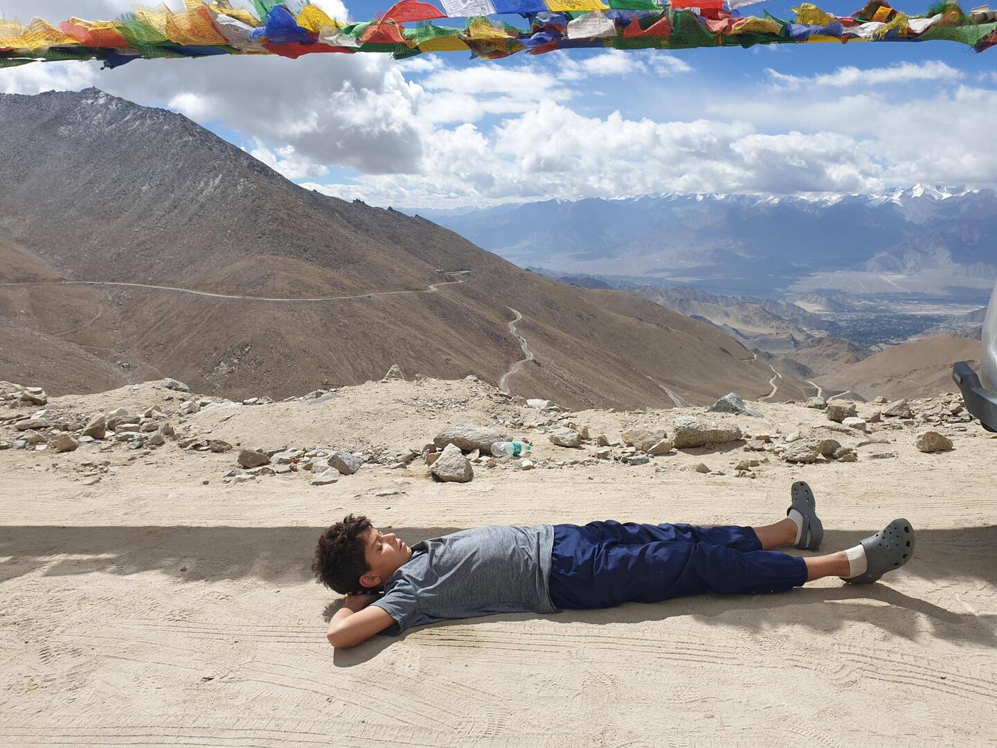Tommy is exhausted from the high altitude