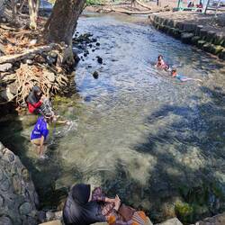Fresh water, right beside the road and ocean