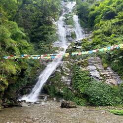 A waterfall along the road to Chomrong