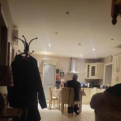 Open plan kitchen and sitting room.