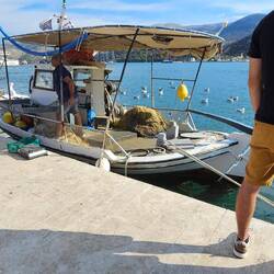 Local fishing boat having sold its catch