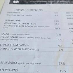 A typical menu