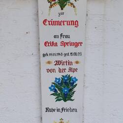 Schöne Erinnerung an die langjährige Wirtin der Alpe!