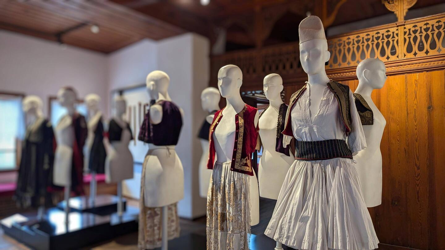 Traditional clothing from this valley in Albania. Other valleys will have very different styles!