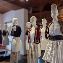 Traditional clothing from this valley in Albania. Other valleys will have very different styles!