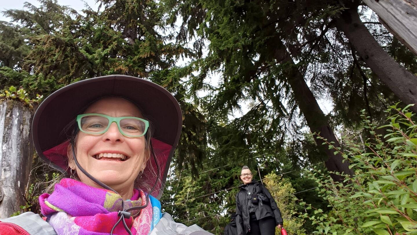 At Port Alice, on the sea walk trail with Gabi